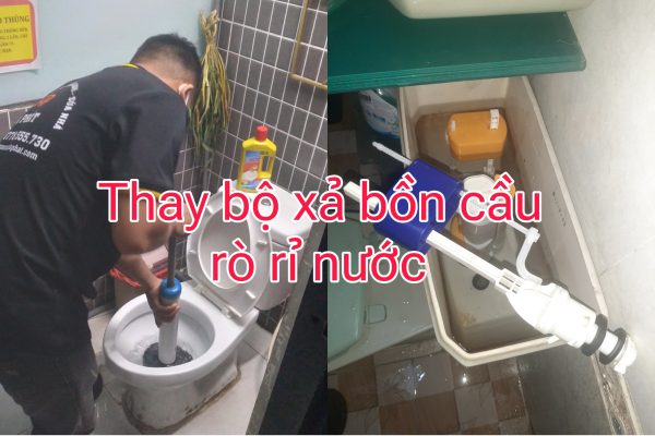 Thay bộ xả bồn cầu bị rò rỉ nước Thay bộ xả bồn cầu bị rò rỉ nước