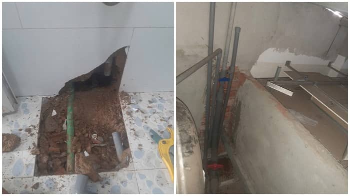 Sửa chữa ống nước nóng lạnh rỉ dưới sàn, trong tường, tại các mối nối Sửa chữa ống nước nóng lạnh rỉ dưới sàn, trong tường, tại các mối nối